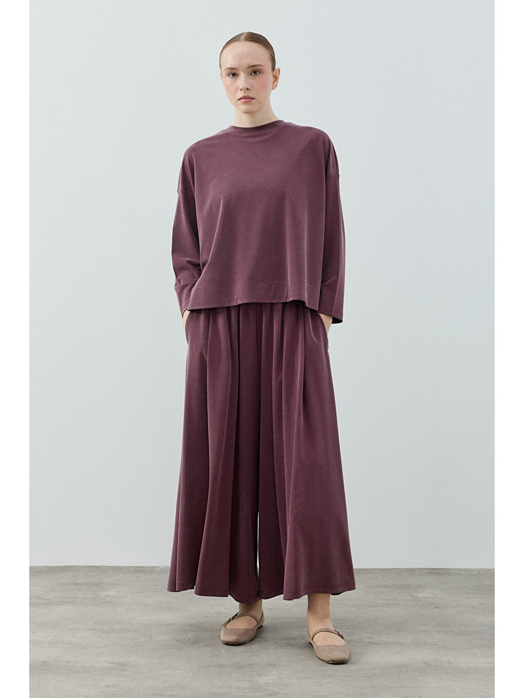 Merwish Basic Bambu Pantolonlu Takım 1804 Bordo