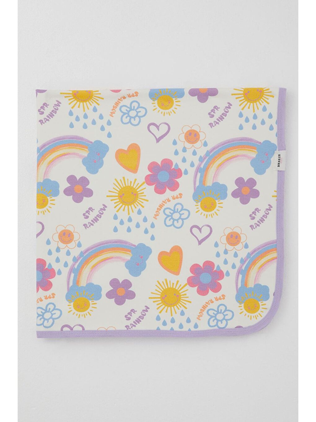 Yenidoğan Bebek Battaniyesi Çiçek Desenli & Güneşli Ekru (79 X 88 Cm)