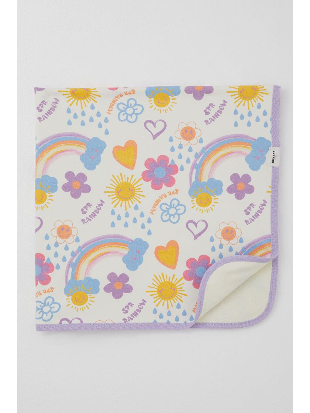 Yenidoğan Bebek Battaniyesi Çiçek Desenli & Güneşli Ekru (79 X 88 Cm)-1
