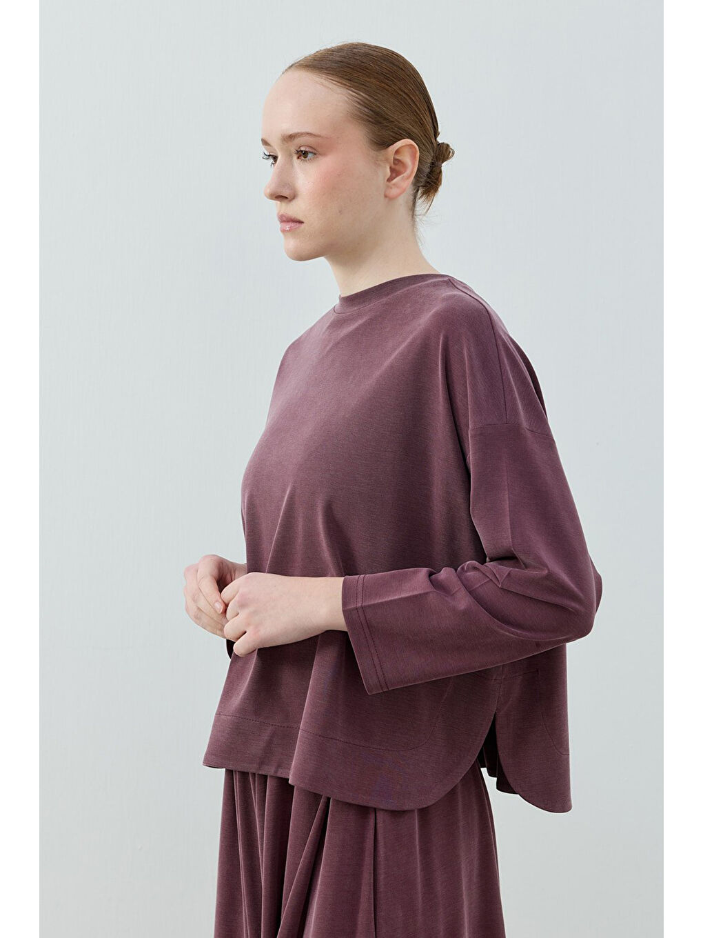 Merwish Basic Bambu Pantolonlu Takım 1804 Bordo-1