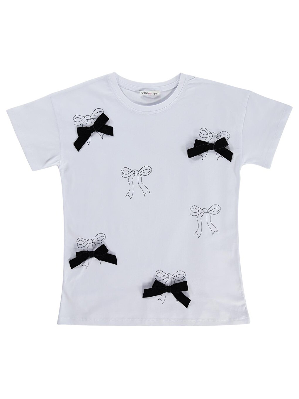 Girls Fiyonklu 10-13 Yaş Tişört - Beyaz