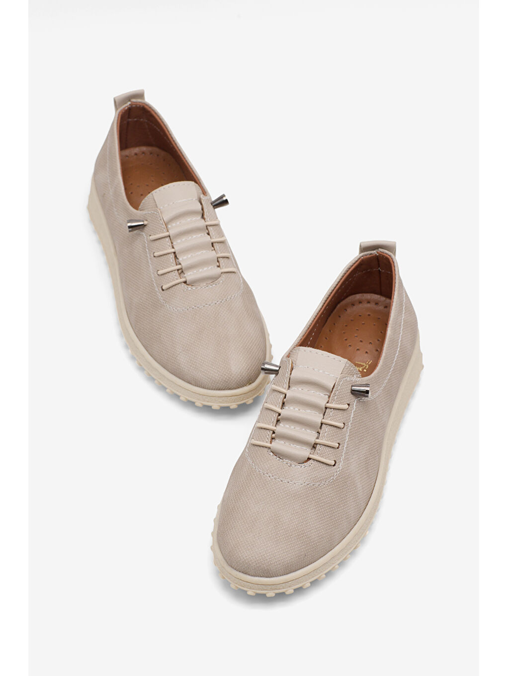 Kadın Bej Termo Taban Rahat Kalıp Günlük Sneaker
