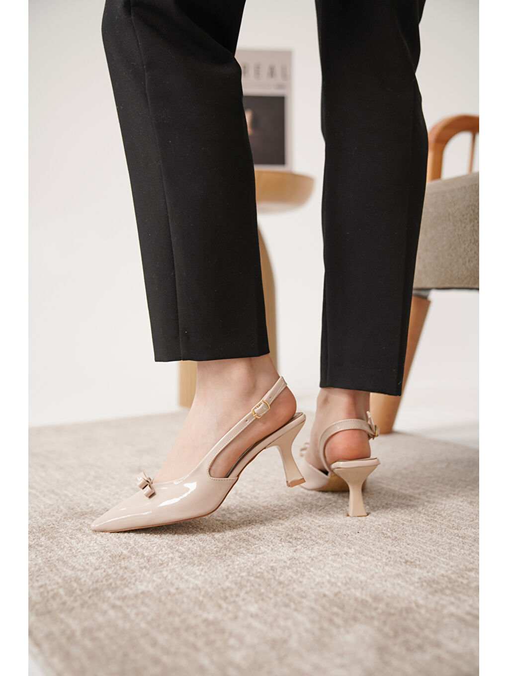 Bej Nina Kadın Klasik Topuklu Ayakkabı-4