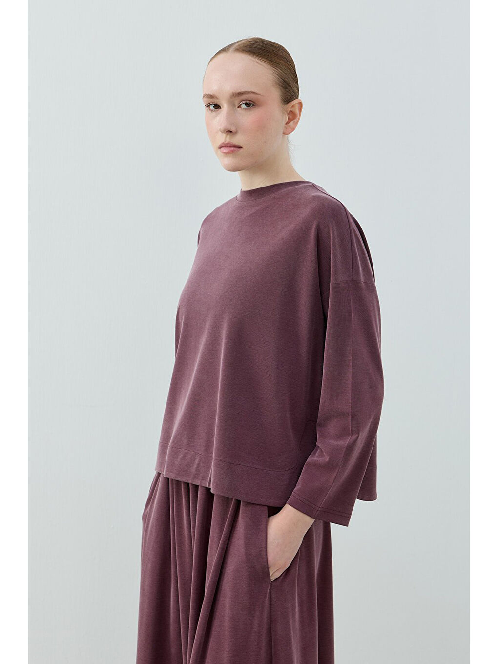 Merwish Basic Bambu Pantolonlu Takım 1804 Bordo-2