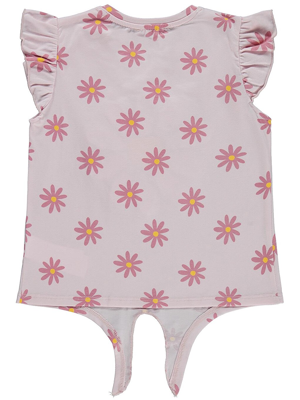 Pembe Girls Papatya Desenli 6-9 Yaş Tişört - Pudra-1