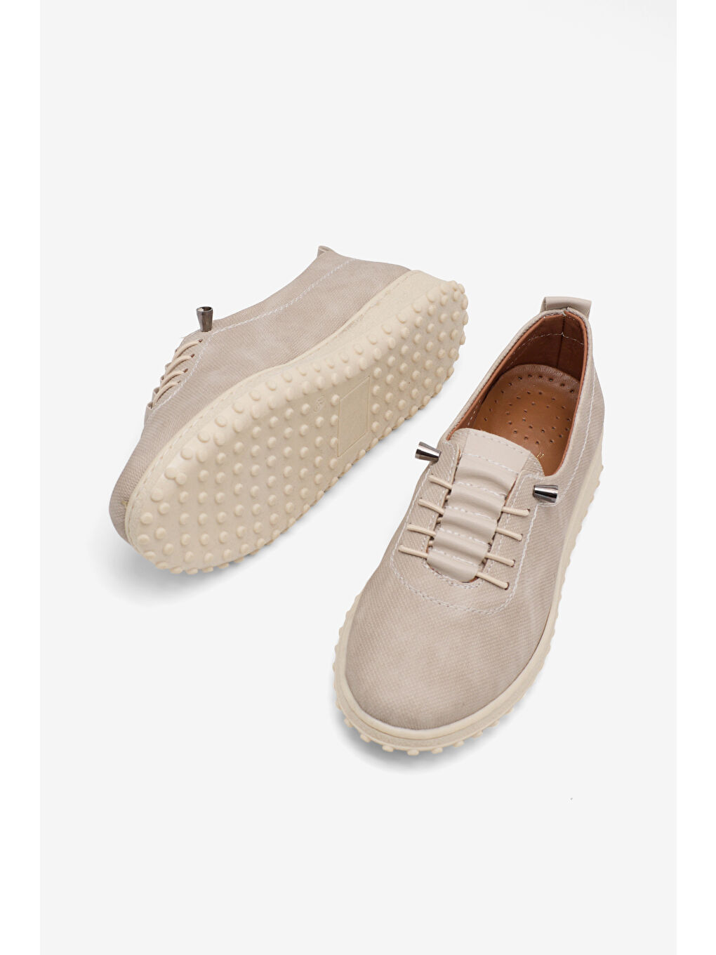 Kadın Bej Termo Taban Rahat Kalıp Günlük Sneaker-4