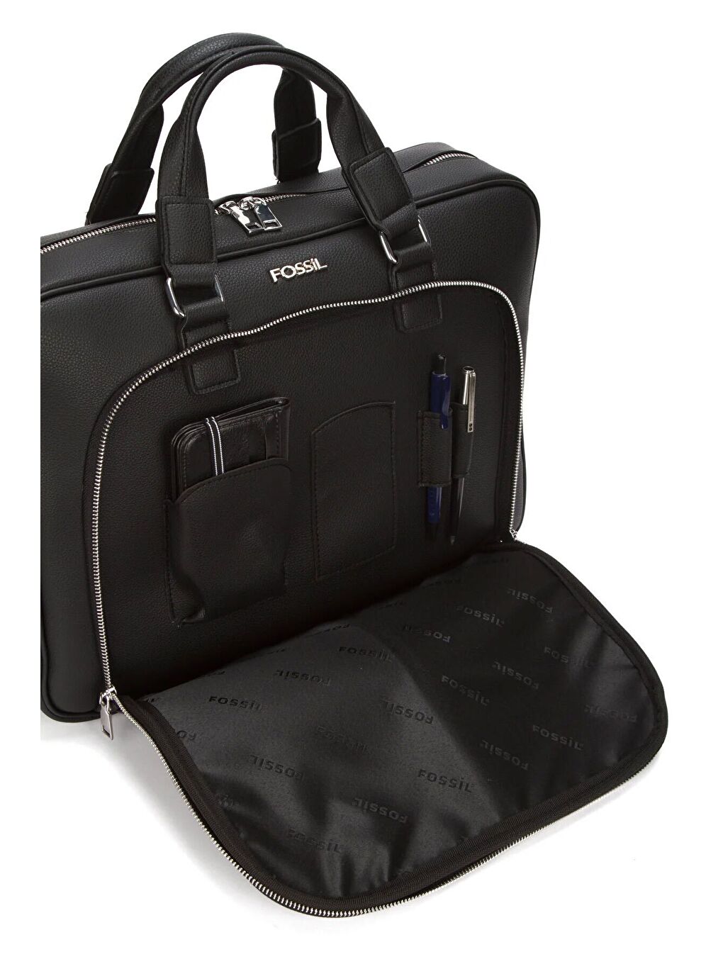 Siyah Unisex Vegan Deri 13 inç Omuz Askılı Laptop ve Evrak Çantası-3