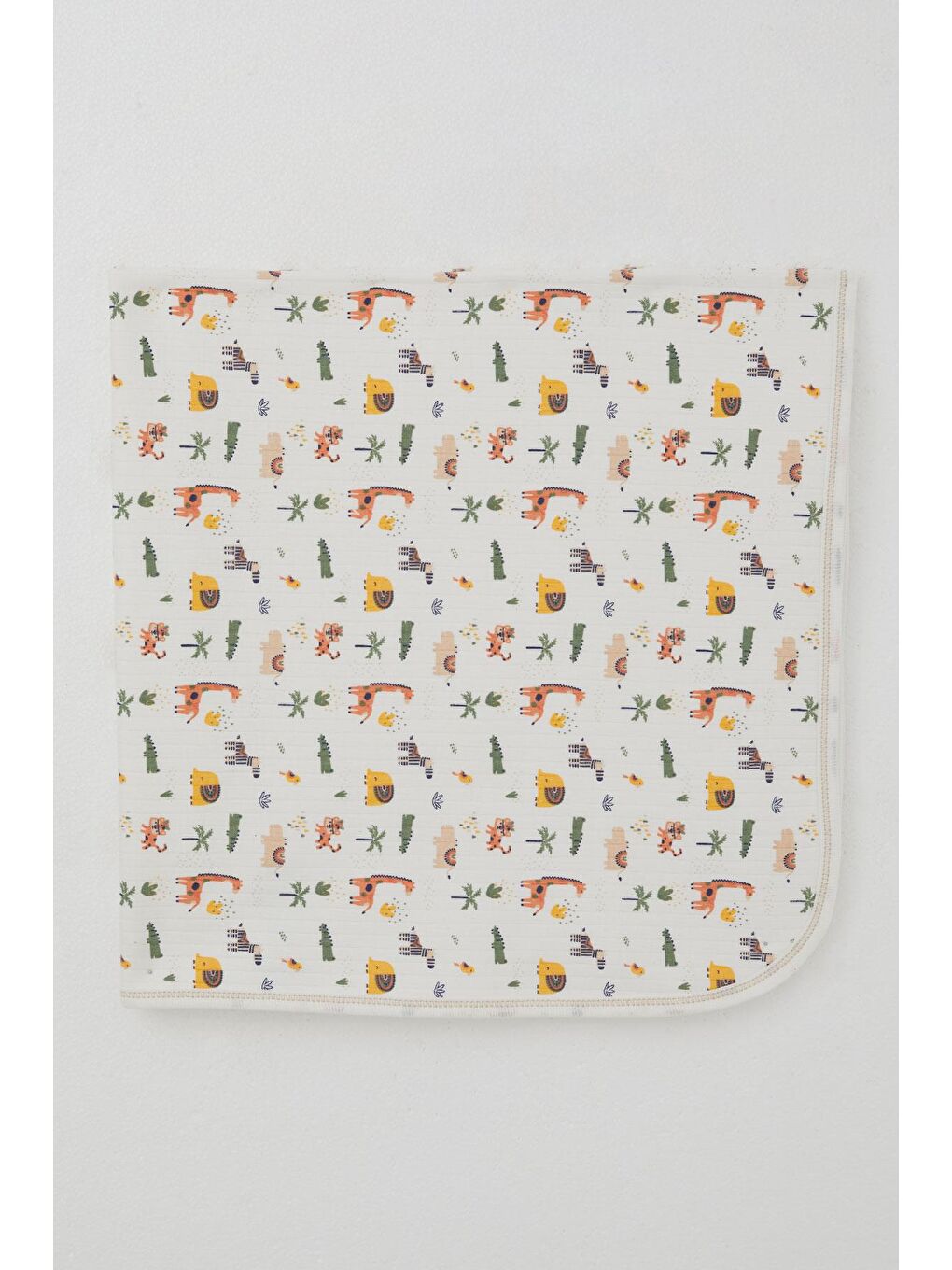 Yenidoğan Bebek Battaniyesi Bebek Hayvanat Bahçesi Ekru (80 X 90 Cm)