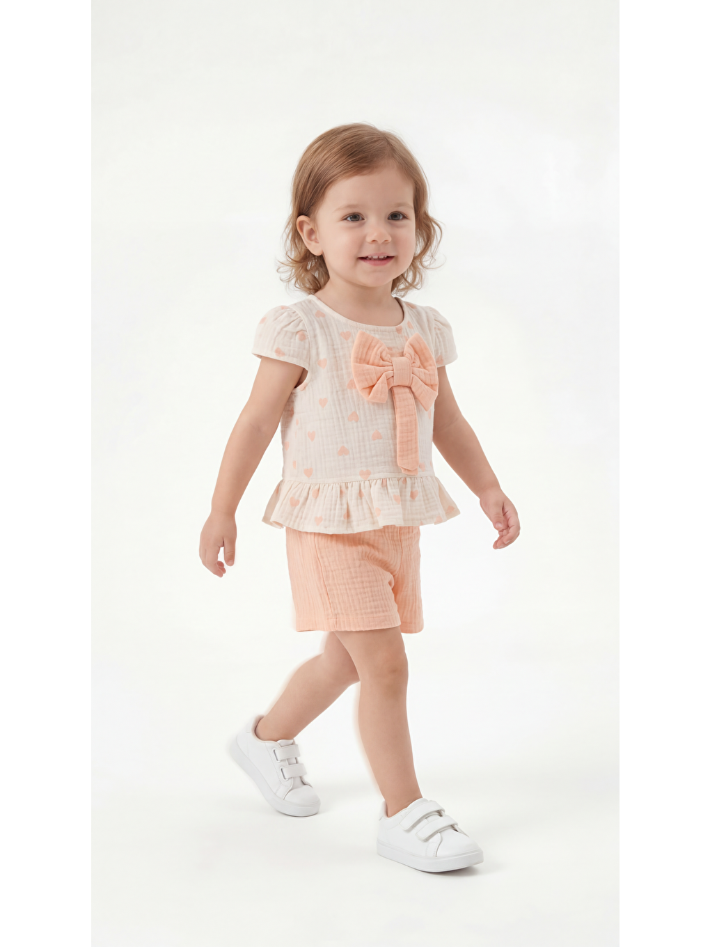 Pembe Kalp Desenli Fiyonklu Kız Çocuk Alt Üst Takım-2
