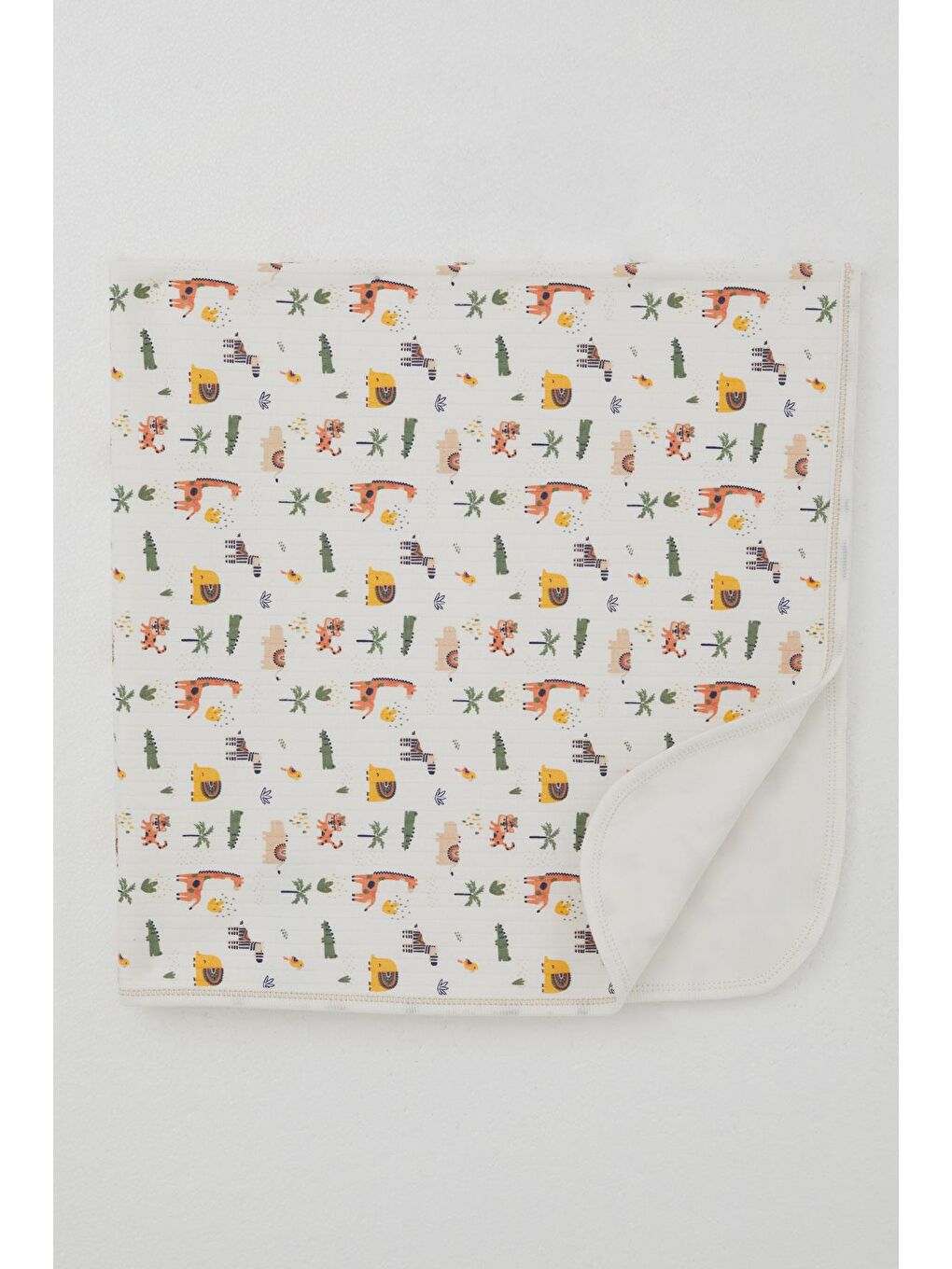 Yenidoğan Bebek Battaniyesi Bebek Hayvanat Bahçesi Ekru (80 X 90 Cm)-1