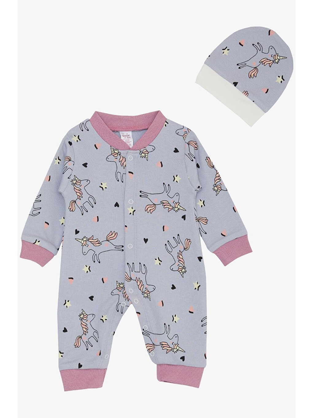 Kız Bebek Tulum Desenli Lila (0-6 Ay)