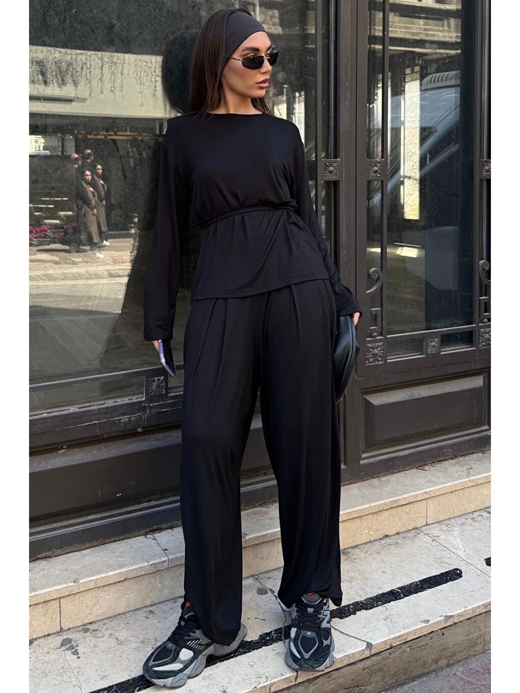 Siyah Elastanlı Modal Şalvar Takım Mg2784-4