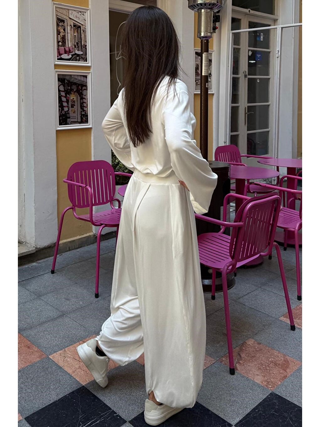 Ekru Elastanlı Modal Şalvar Takım Mg2784-2