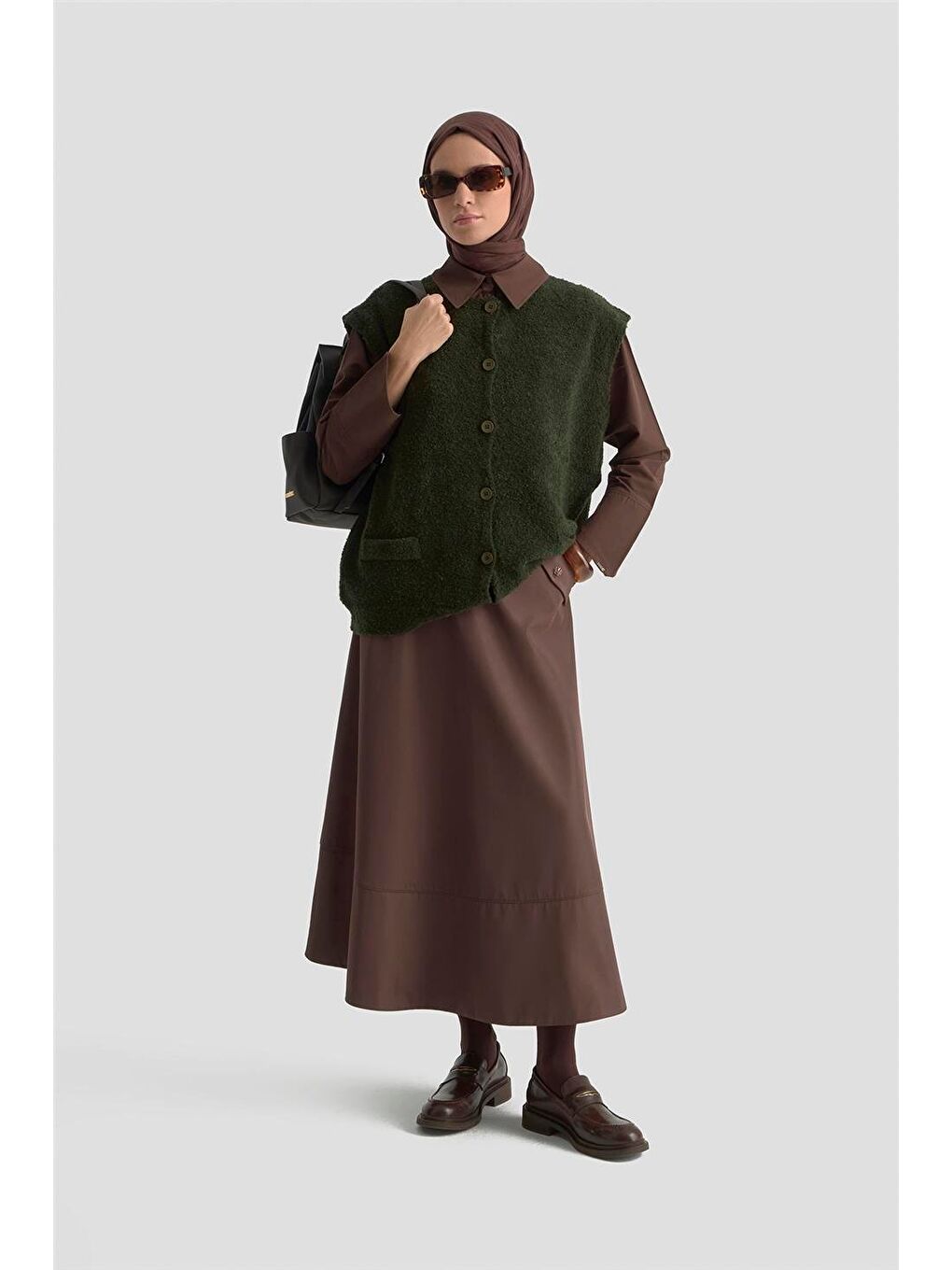 Oversize Triko Yelek 25Kd6011 Haki-3