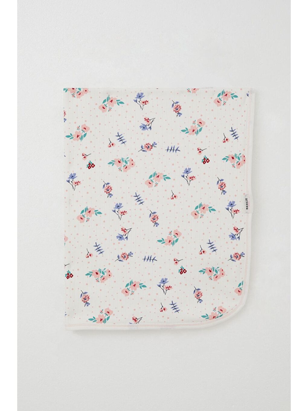 Yenidoğan Bebek Battaniyesi Çiçek Desenli Puantiye Detaylı Ekru (81 X 88 Cm)