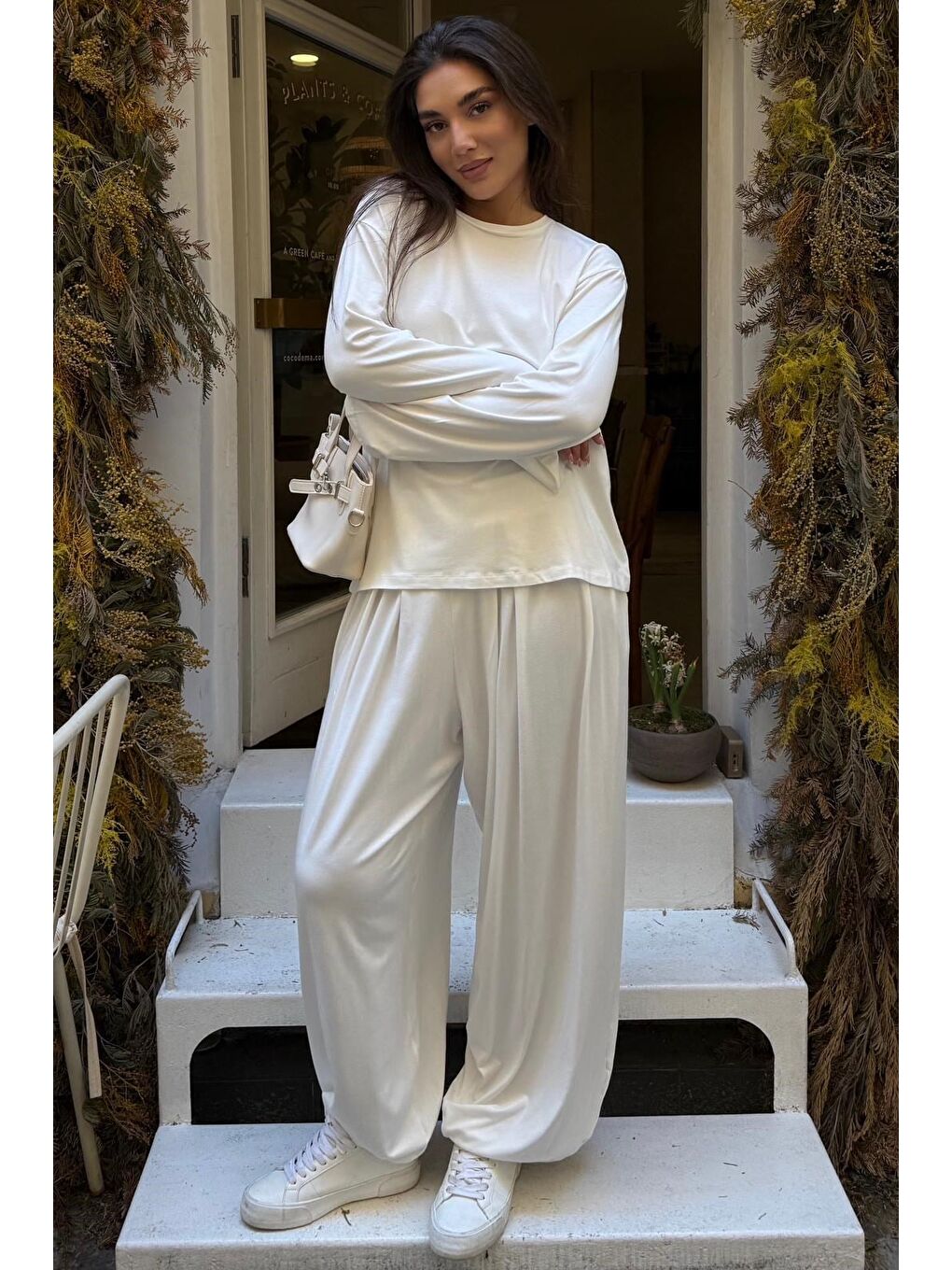 Ekru Elastanlı Modal Şalvar Takım Mg2784-4