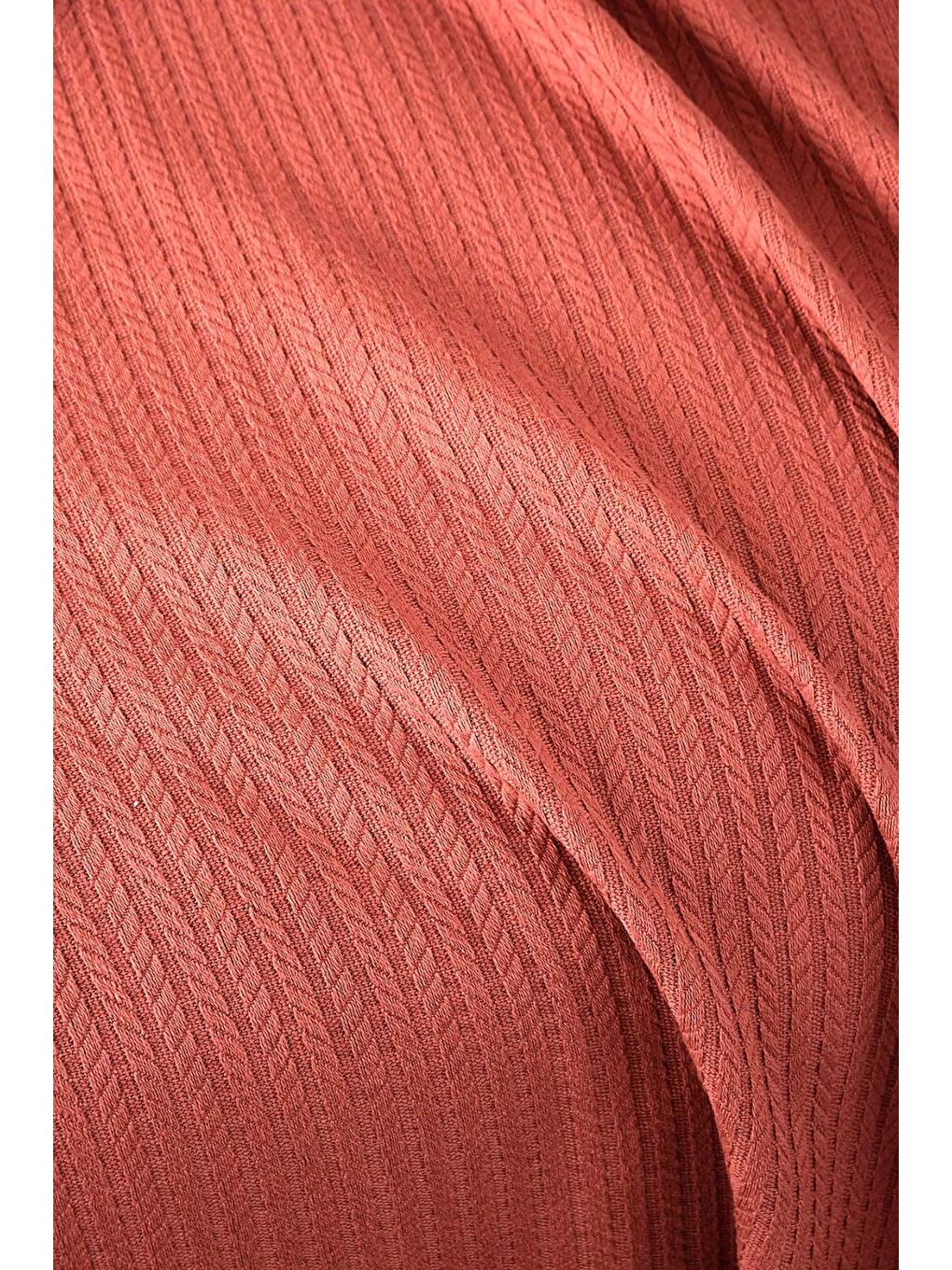 Kahverengi Kiremit Örgü Çift Kişilik Pike Yatak Örtüsü-2