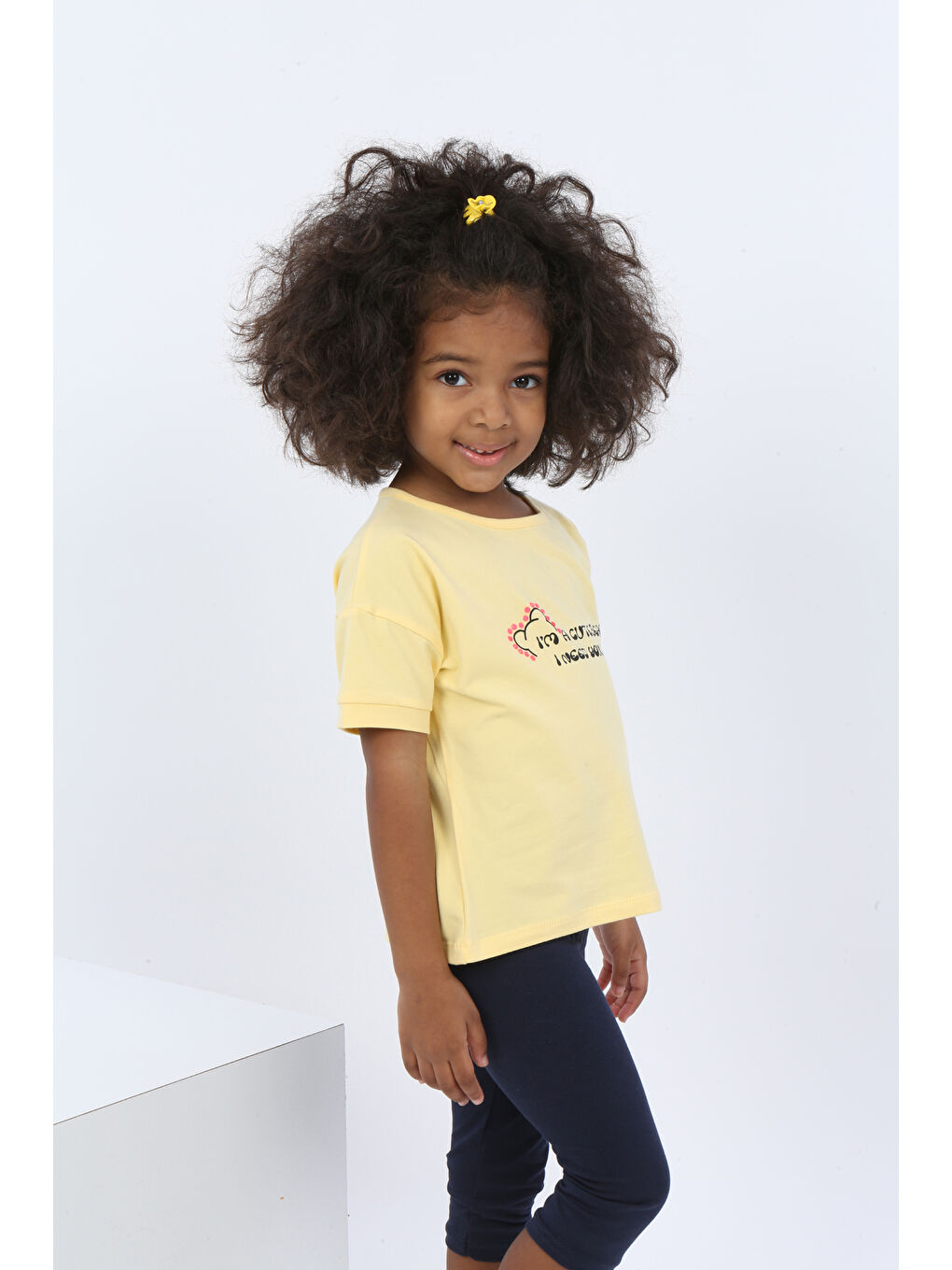 Sarı Kız Çocuk Ayıcık Baskılı Tişört-1