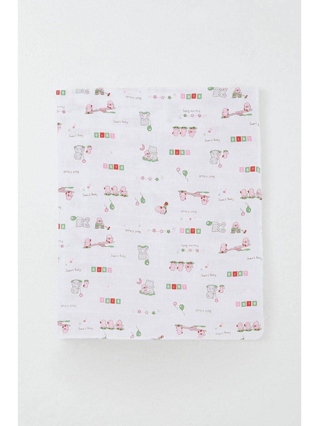 Yenidoğan Bebek Müslin Battaniye Sevimli Bebek Hayvancık Arkadaşlar Beyaz (77 X 94 Cm)