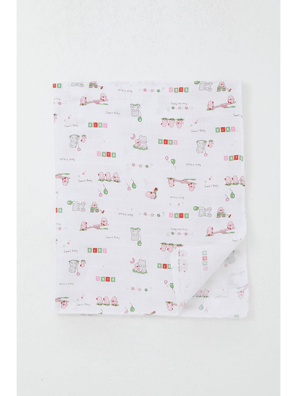 Yenidoğan Bebek Müslin Battaniye Sevimli Bebek Hayvancık Arkadaşlar Beyaz (77 X 94 Cm)-1