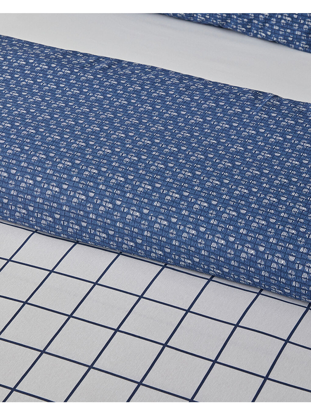 Border Check Kolay Ütülenir Tek Kişilik Nevresim Takımı 160x220 cm Mavi-2