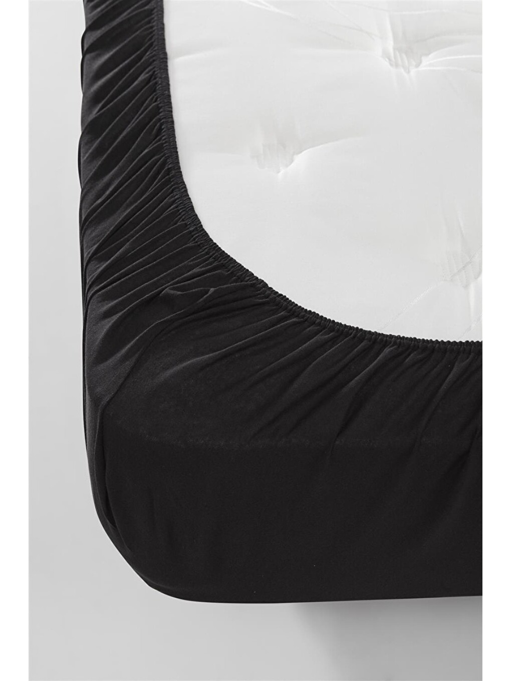 Çift Kişilik Pamuklu Lastikli Çarşaf Seti 3 Parça - Siyah (160x200 cm)-2