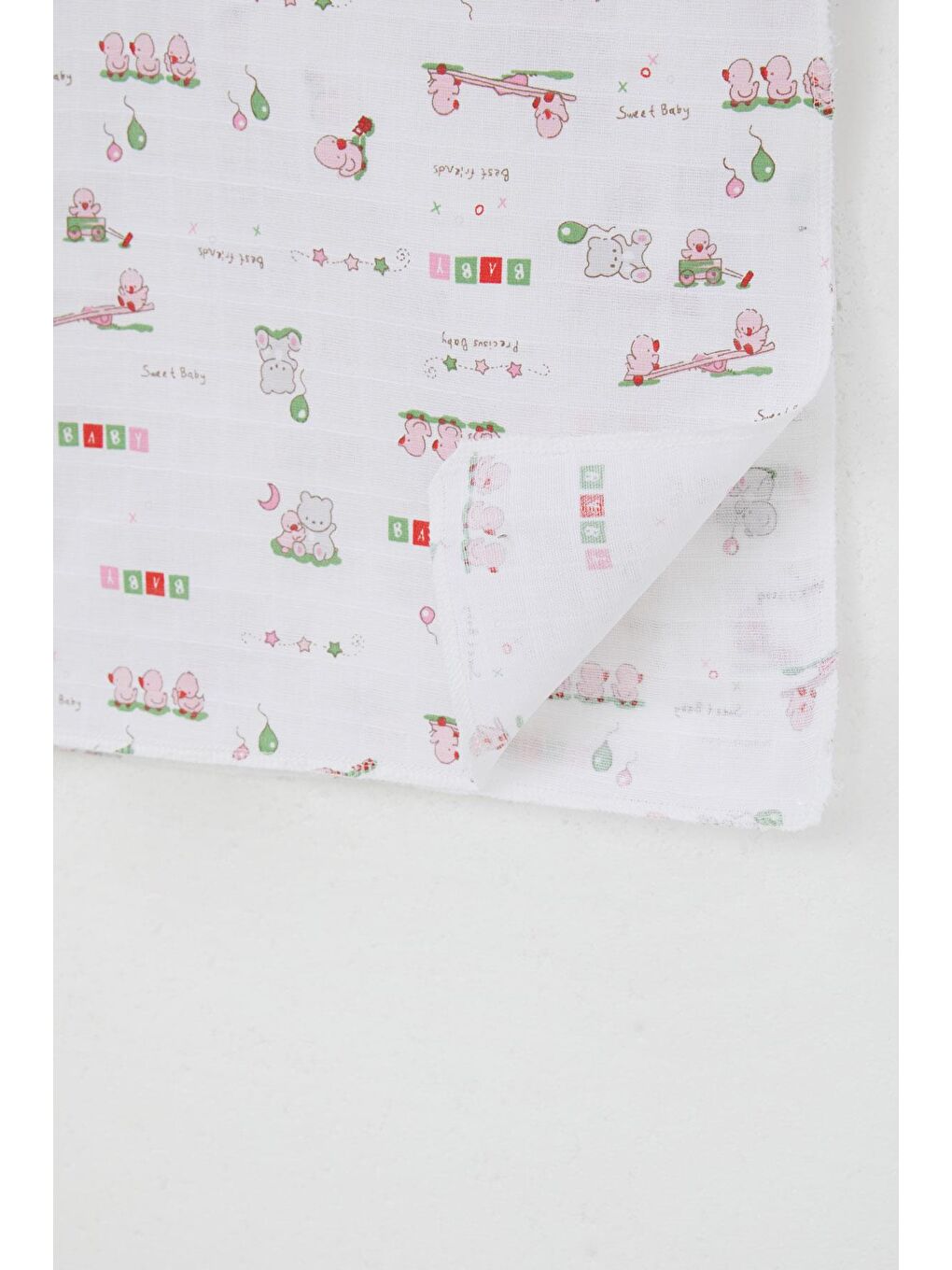 Yenidoğan Bebek Müslin Battaniye Sevimli Bebek Hayvancık Arkadaşlar Beyaz (77 X 94 Cm)-2