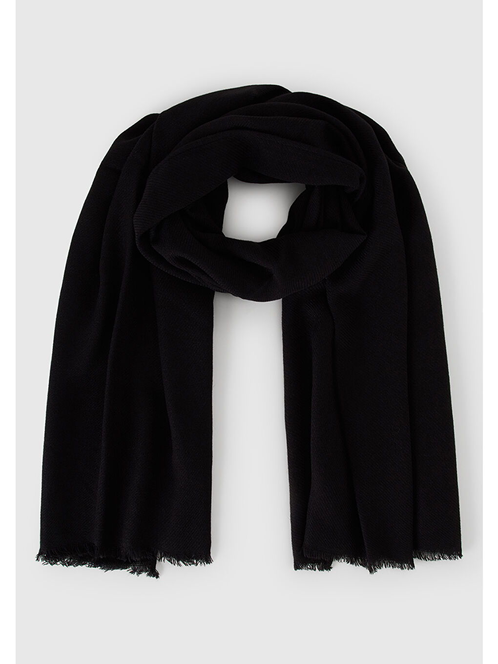 Kadın Siyah %100 Akrilik Püsküllü Şal Atkı