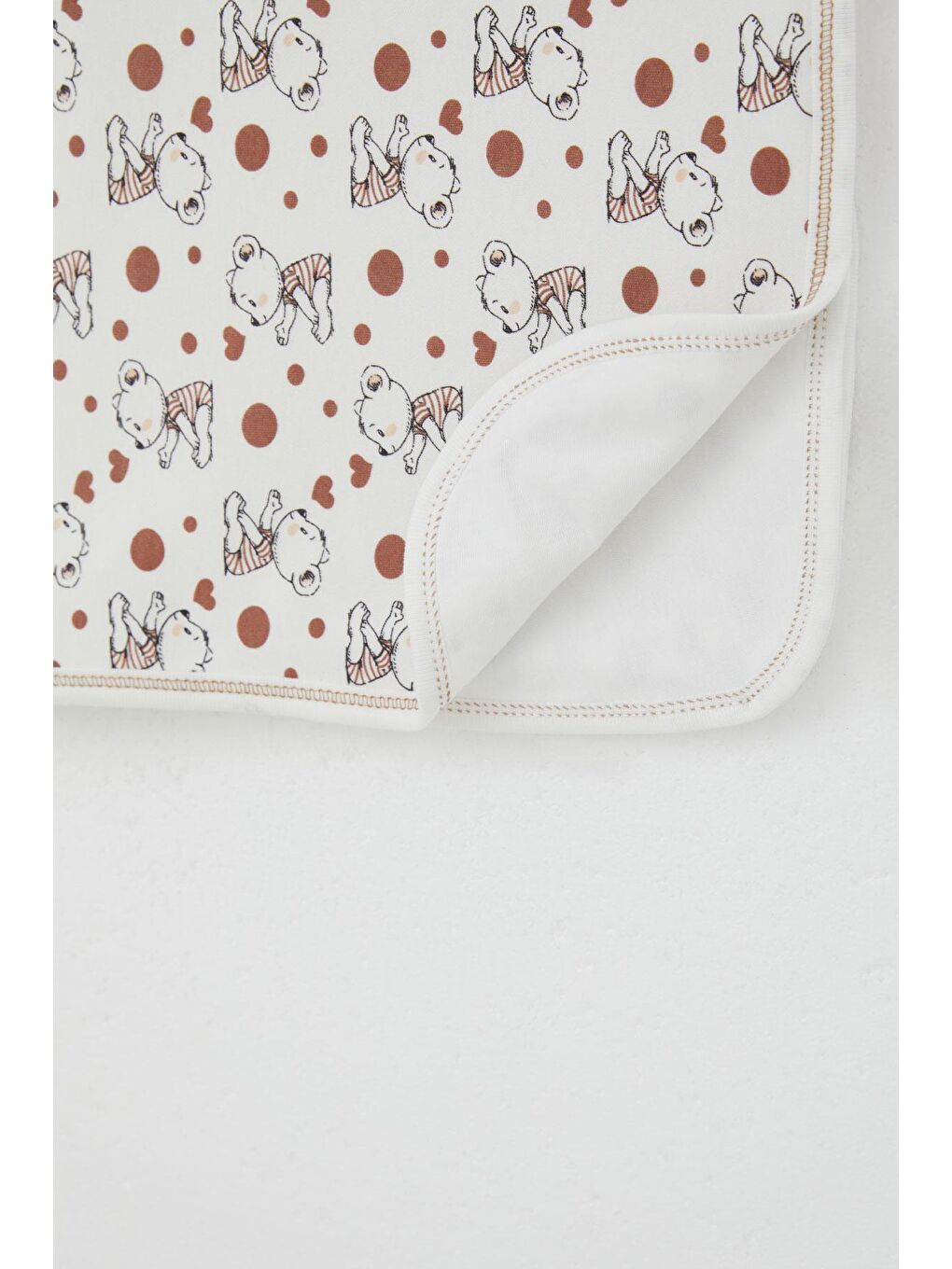 Yenidoğan Bebek Battaniyesi Sevimli Bebek Ayıcık Desenli Ekru (75 X 85 Cm)-2