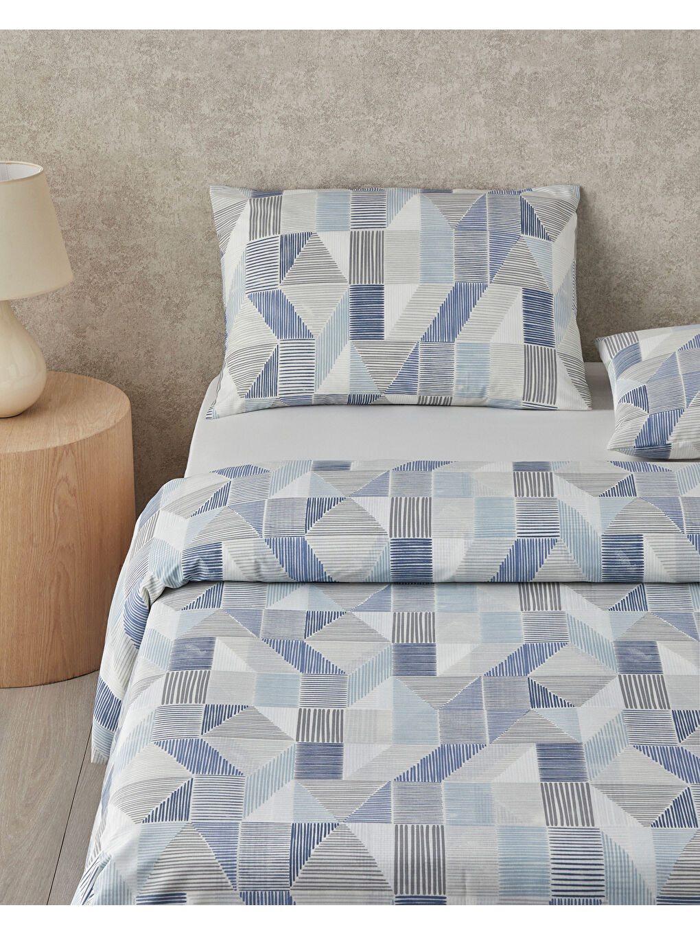 Sea Marine Kolay Ütülenir Tek Kişilik Nevresim Takımı 160x220 cm Mavi - Bej-1