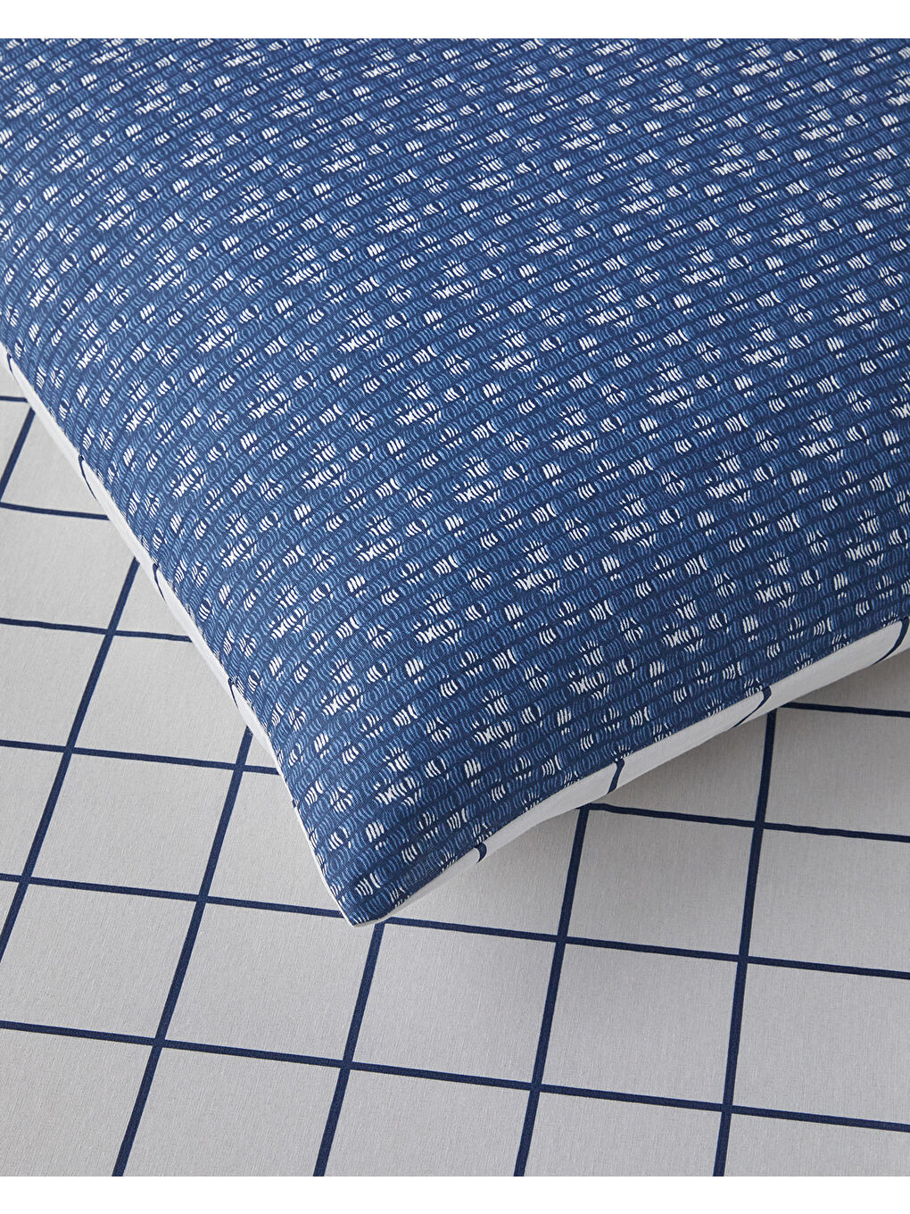 Border Check Kolay Ütülenir Tek Kişilik Nevresim Takımı 160x220 cm Mavi-3