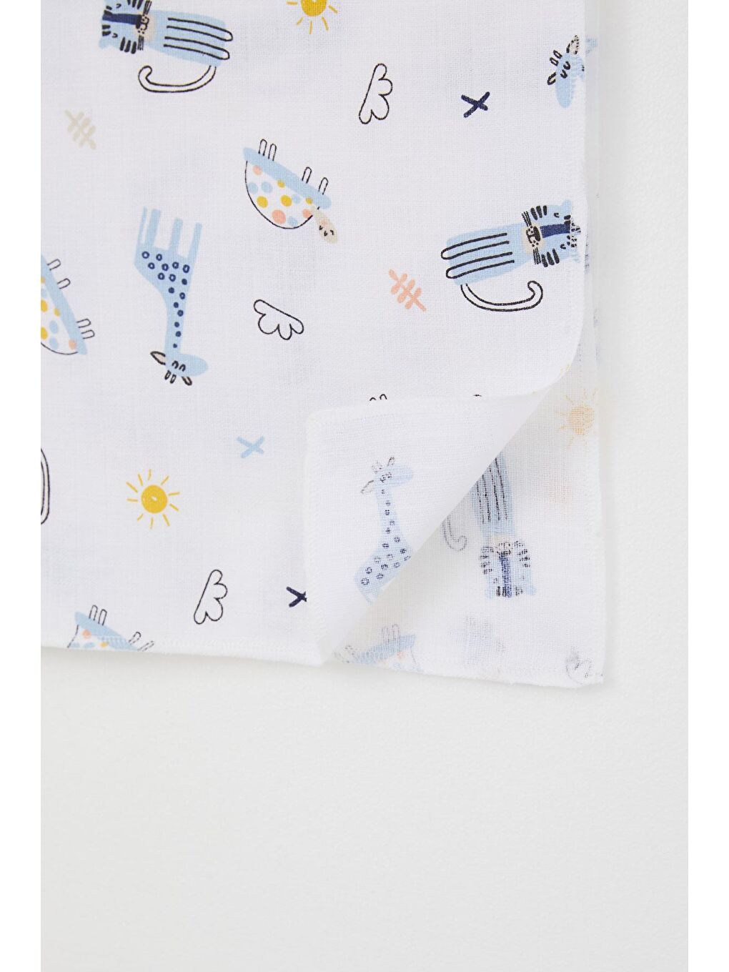 Yenidoğan Bebek Müslin Battaniye Sevimli Hayvancıklar Desenli Beyaz (77 X 93 Cm)-2