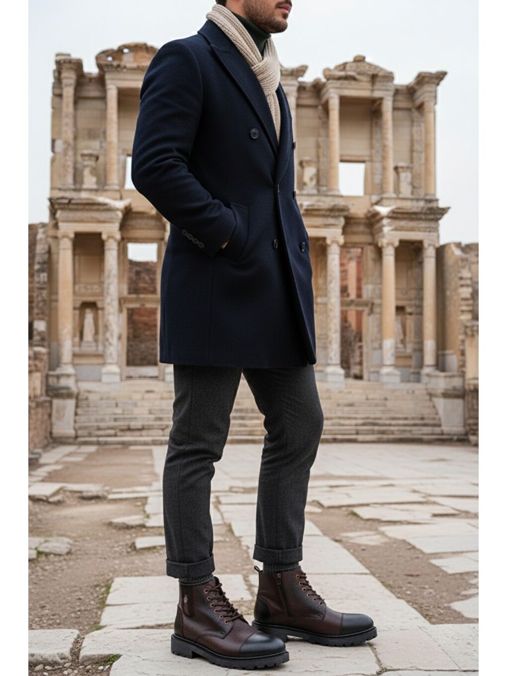 Kahverengi RAFA Fermuarlı Bağcıklı Kürklü Erkek Bot-1