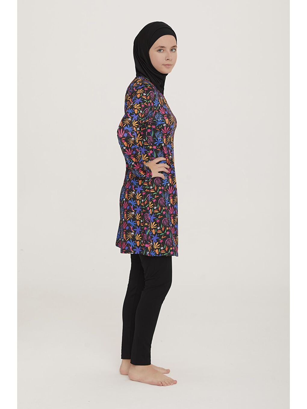 Genç Tam Kapalı Likralı Tesettür Mayo Lınnıe 4 8123 Siyah-3