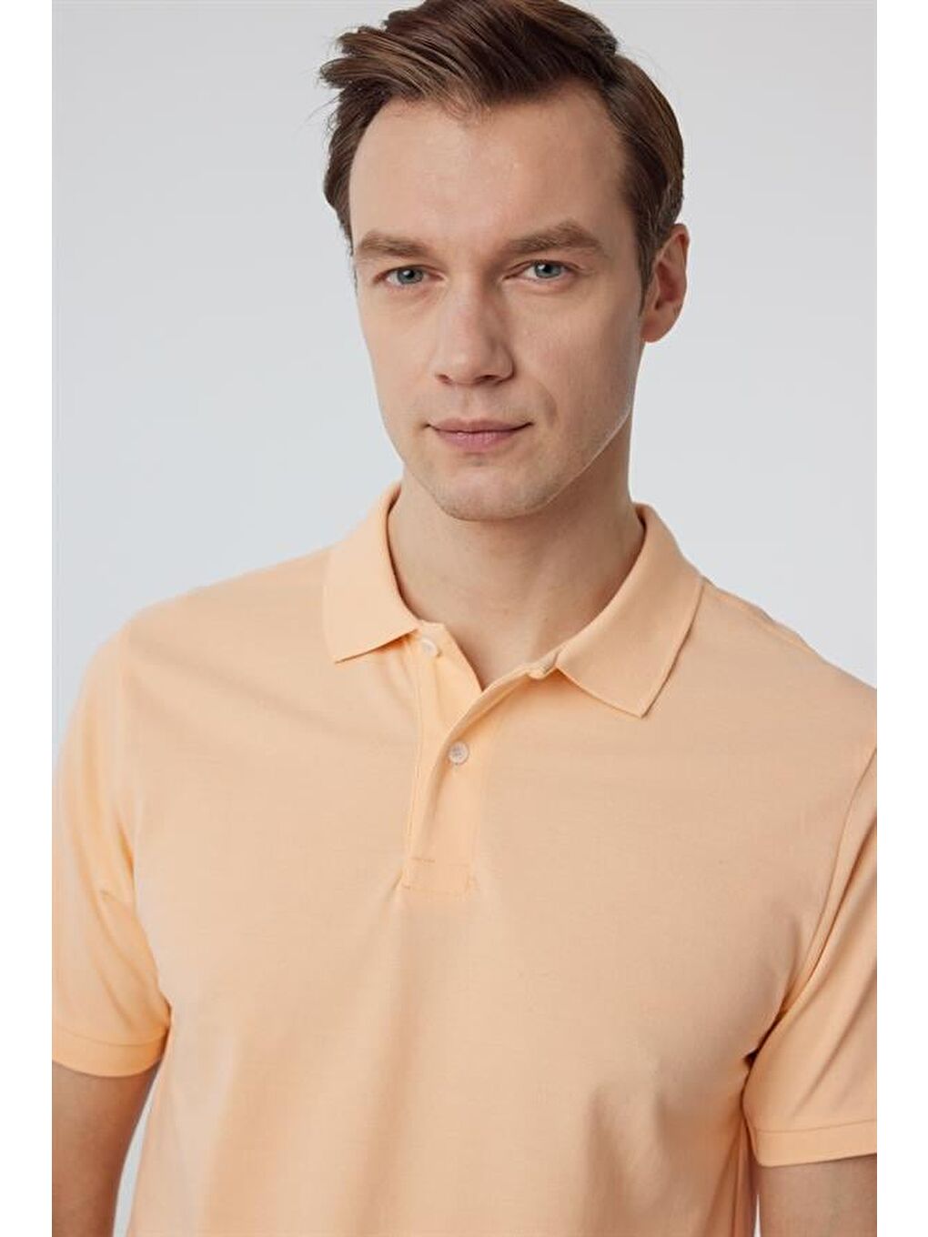 Kahverengi Sütlü Kahve Regular Armürlü Polo Yaka Tişört-1