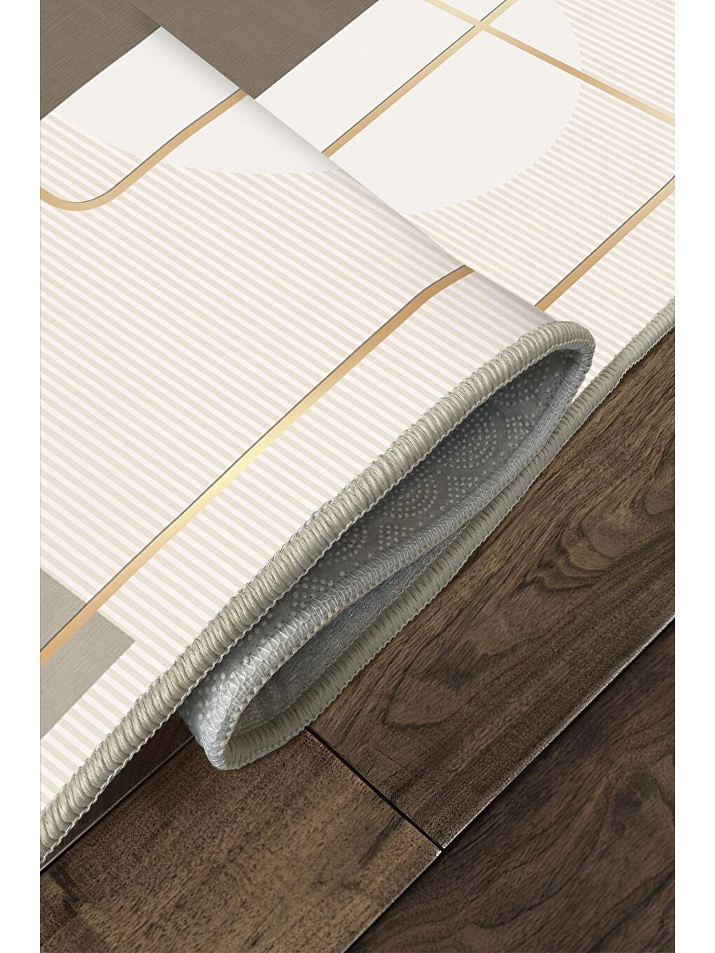 Bej Dekoratif Özel Tasarım Yıkanabilir, Modern Halı  120x180-4