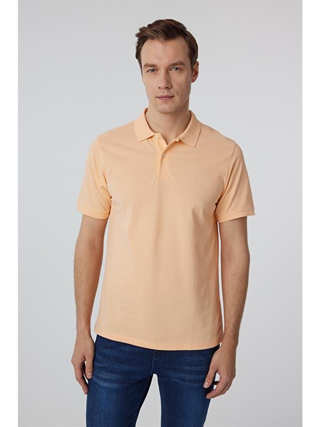 Kahverengi Sütlü Kahve Regular Armürlü Polo Yaka Tişört-7