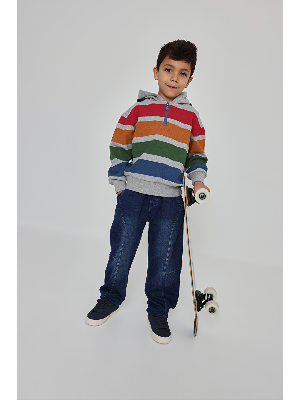 Beli Lastikli Düz Denim Pantolon 2 Yaş-6 Yaş Mavi-1