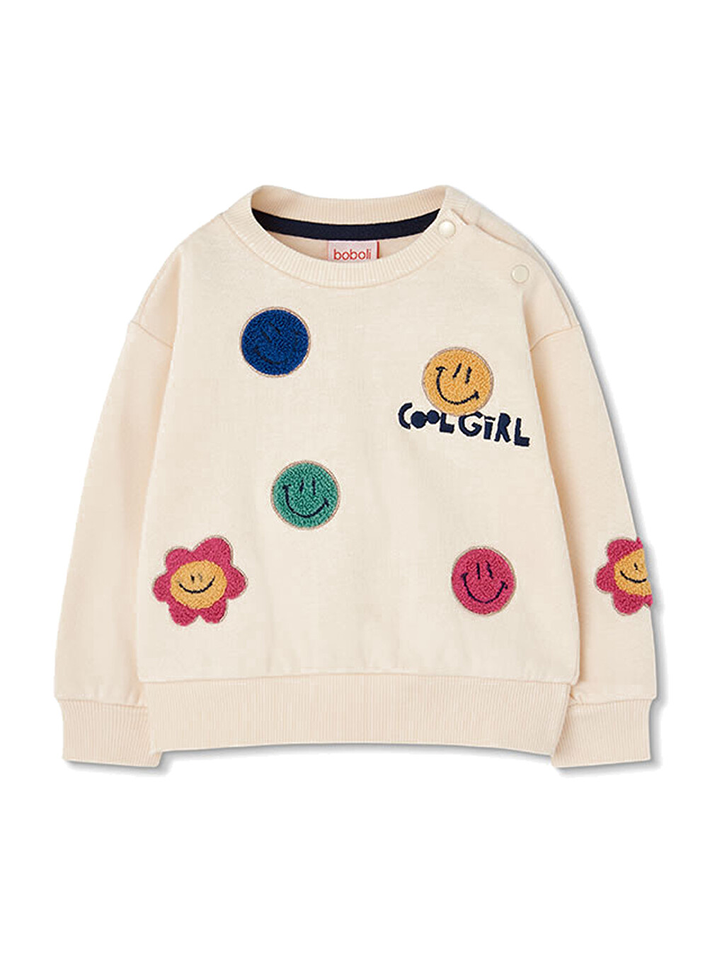 Çiçek Desenli Sweatshirt 2 Yaş-6 Yaş Ekru-2