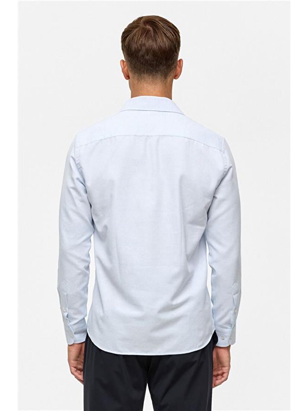 Buz Mavi Slim Desenli Klasik Yaka Gömlek-7