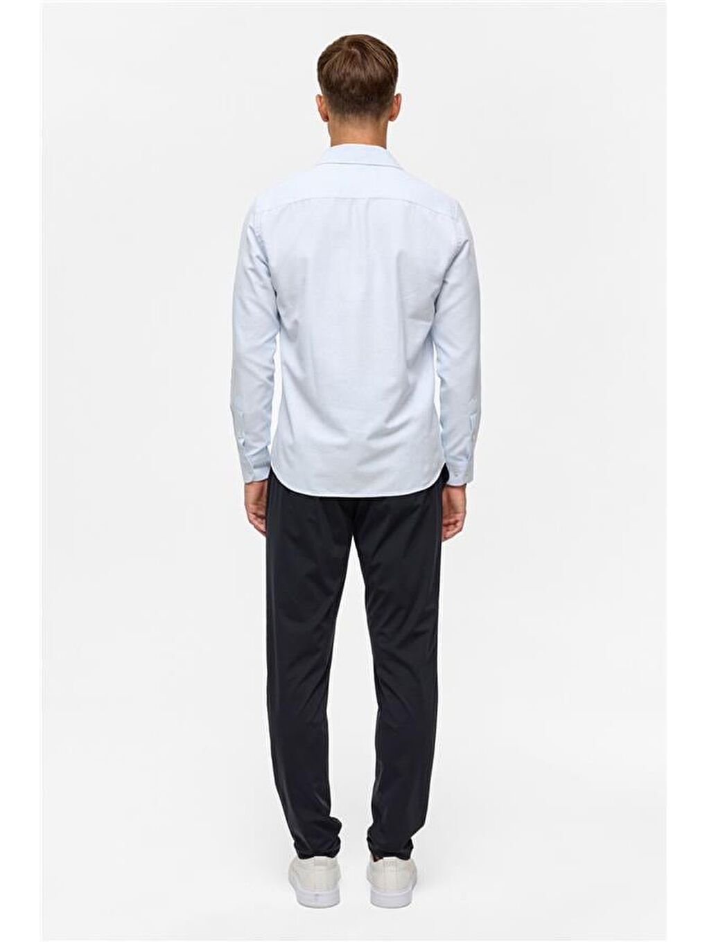 Buz Mavi Slim Desenli Klasik Yaka Gömlek-8