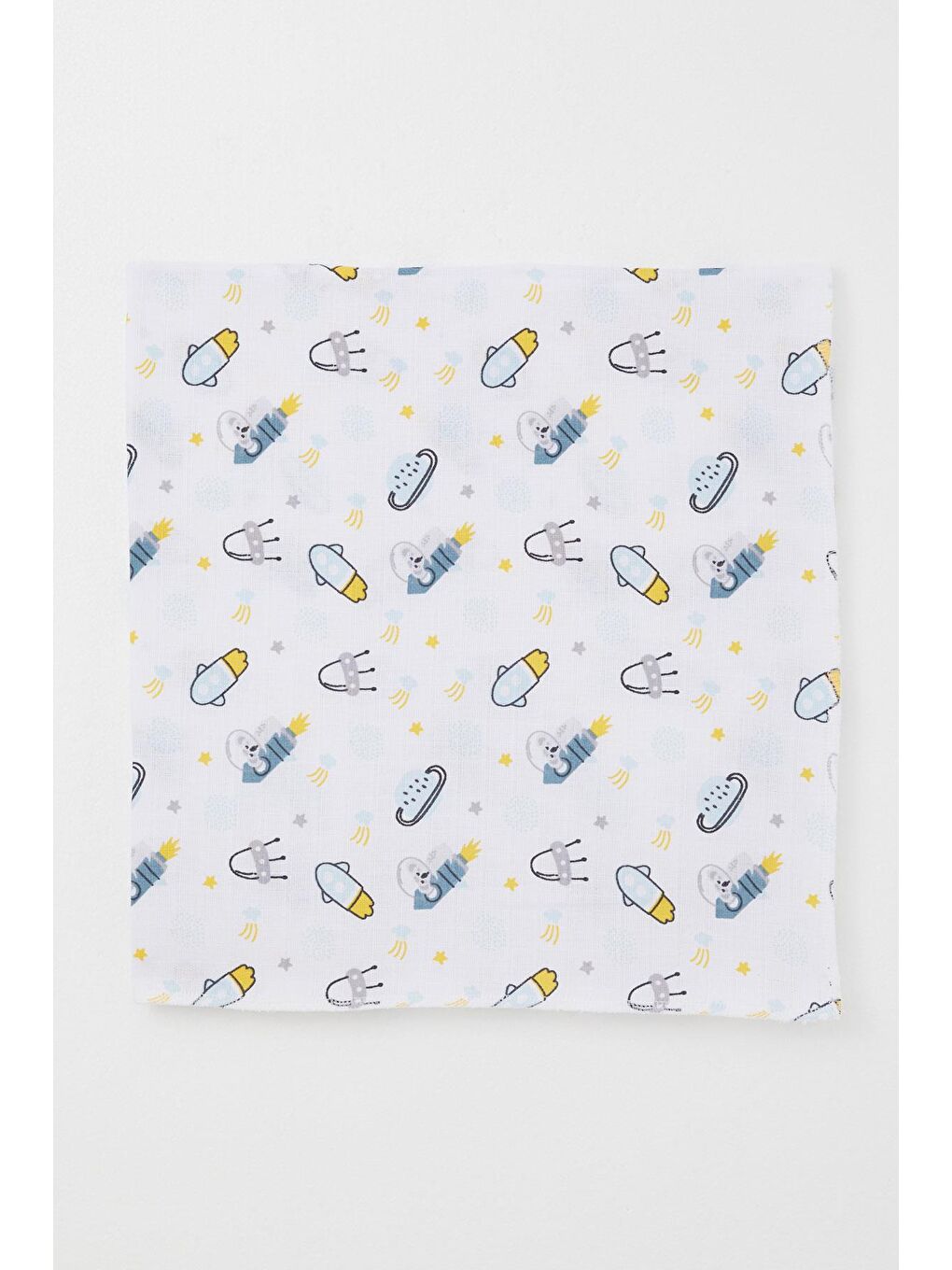 Yenidoğan Bebek Müslin Battaniye Galaksi Temalı Beyaz (77 X 93 Cm)-1