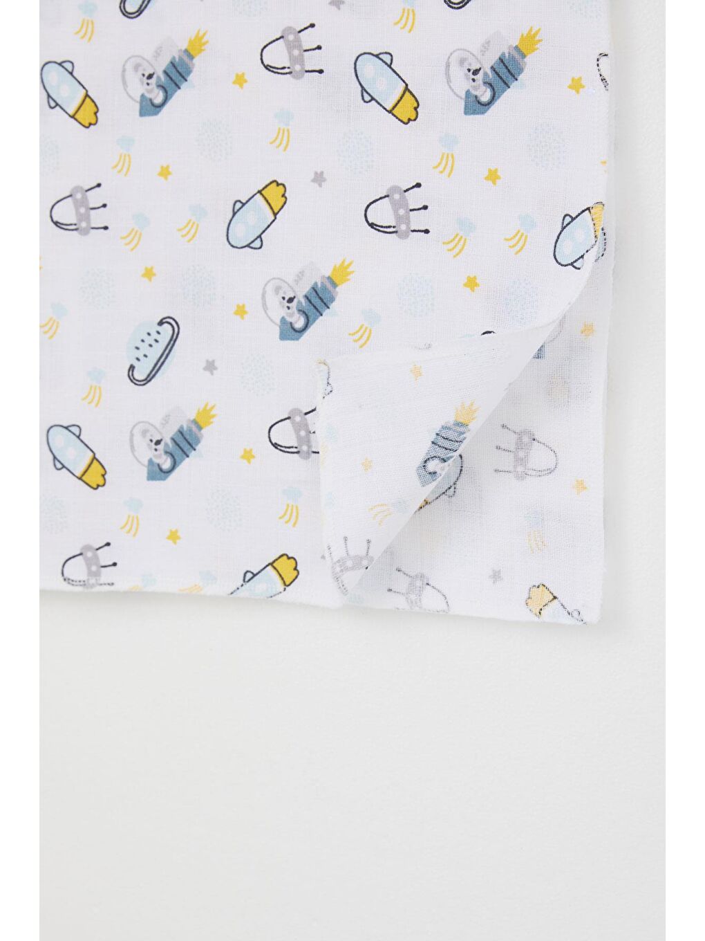 Yenidoğan Bebek Müslin Battaniye Galaksi Temalı Beyaz (77 X 93 Cm)-2