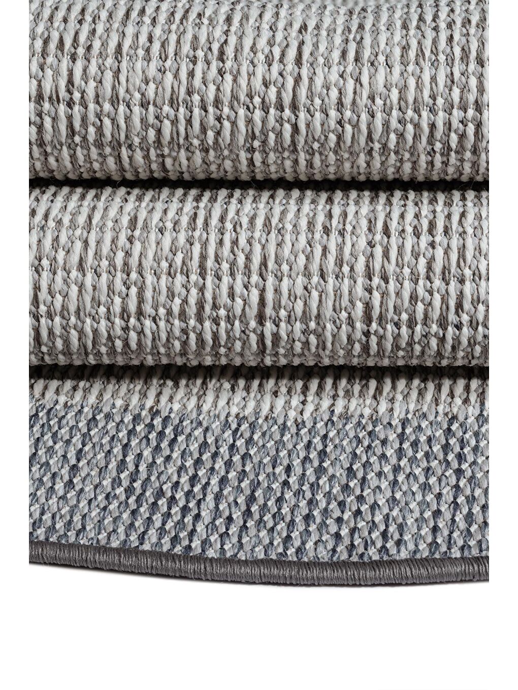 Sisalux 3092 Gri Jüt Tabanlı Modern Dokuma Yuvarlak Kilim Sisal Hasır Halı-155x155 cm-1