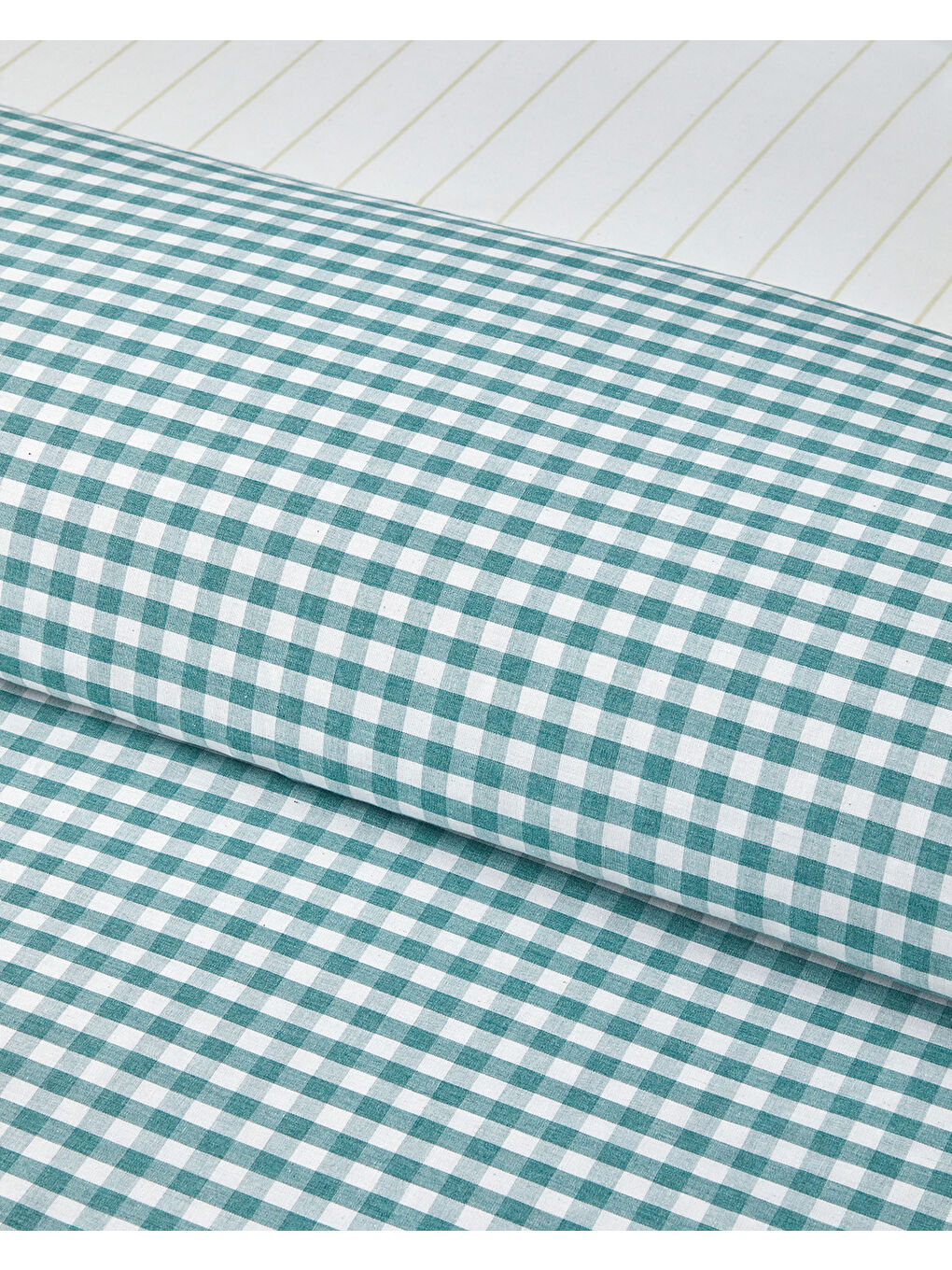 Clouded Grid İpliği Boyalı Tek Kişilik Nevresim Takımı 160x220 cm Koyu Yeşil-3