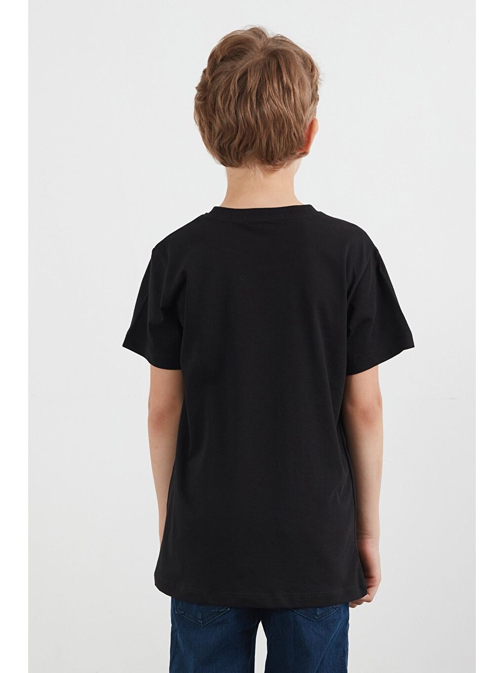 Siyah %100 Pamuk Waves Sunset Baskılı Erkek Çocuk Tişört-3