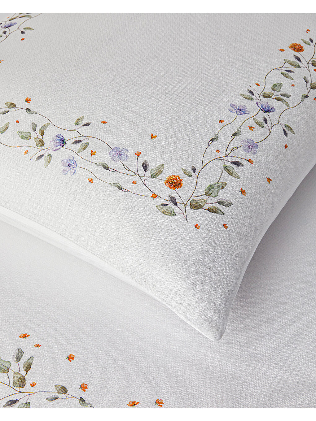 Belleza Krep Super King Nevresim Takımı 260x220 cm Mavi-Turuncu-3