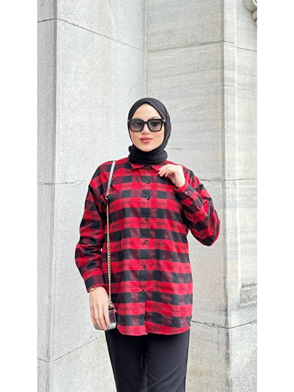 Bordo Kadın Uzun Kollu Yakalı önden Düğmeli Dokuma Gömlek