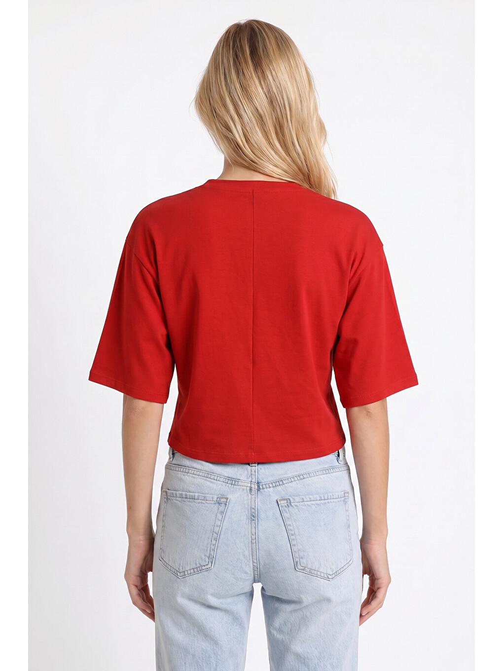 Kırmızı Yarasa Kollu Basic Modal T-shirt KIRMIZI LUB0357-1