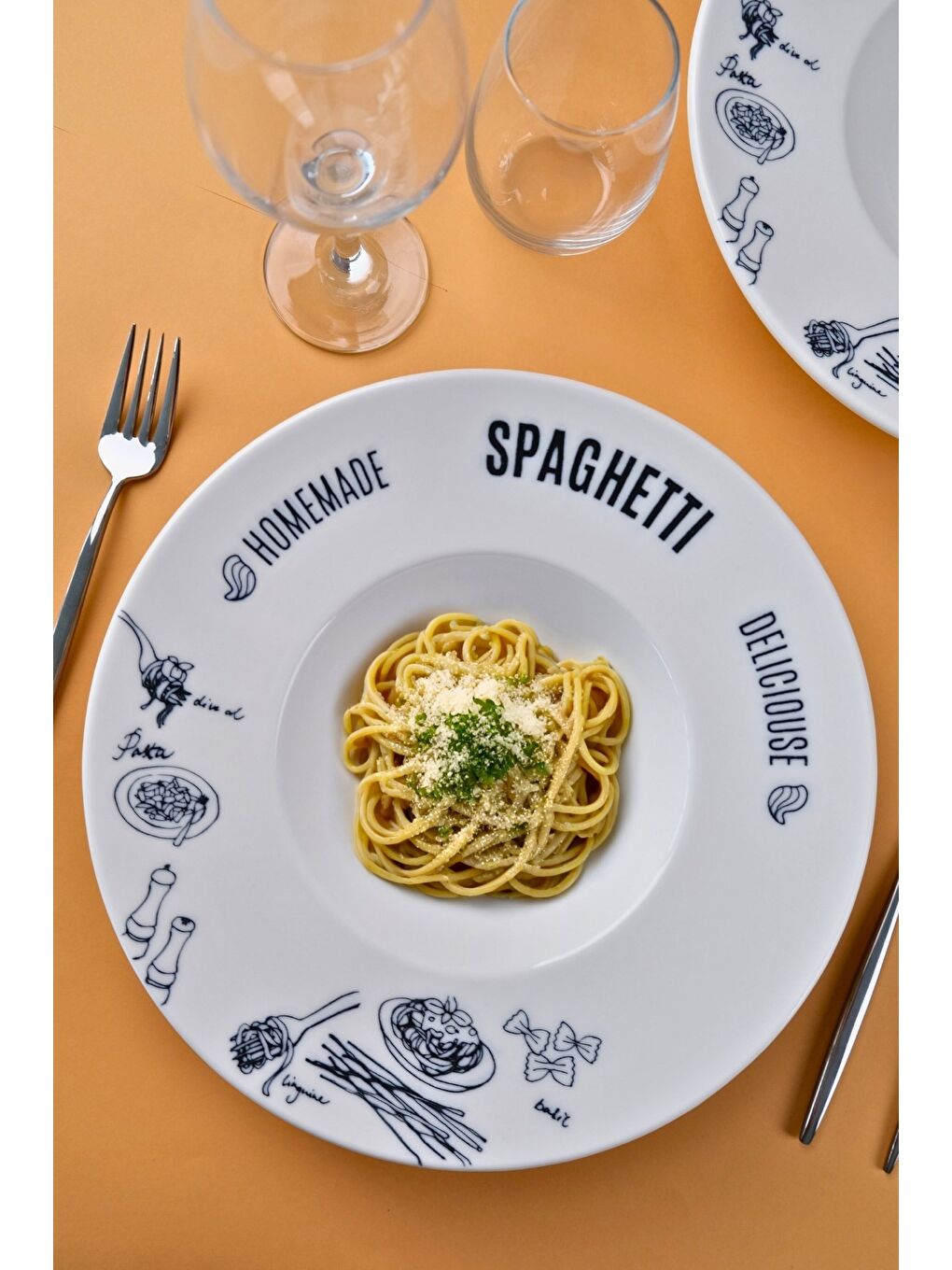 Beyaz Porselen Alfedo Miro Makarna Tabağı Seti 29cm 460cc 2 li